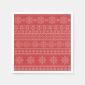 Weihnachten Stricken nordisch-rote Schneeflocke Serviette (Vorderseite)