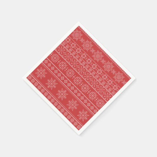 Weihnachten Stricken nordisch-rote Schneeflocke Serviette (Ecke)