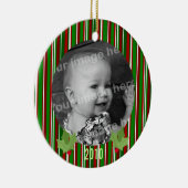Weihnachten Stripes Foto-Verzierung Keramik Ornament (Rechts)