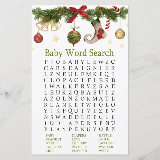 Weihnachten Strumpf Baby Shooter Word Search Game (Vorderseite)