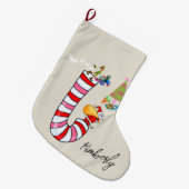 Weihnachten Strumpf, Candy Cane Elf Großer Weihnachtsstrumpf (Vorderansicht (hängend))