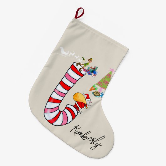 Weihnachten Strumpf, Candy Cane Elf Großer Weihnachtsstrumpf (Vorderansicht (hängend))