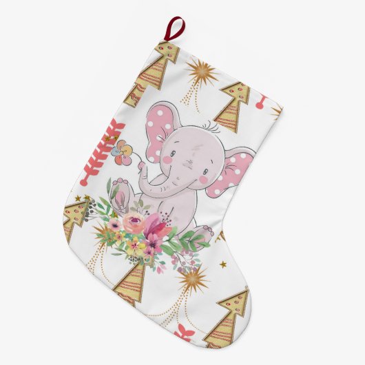 Weihnachten Strumpf, Elefantengoldenbäume Großer Weihnachtsstrumpf (Vorderansicht (hängend))