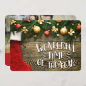 Weihnachten Strumpf & Garland, 2-seitige Fotokarte (Vorne/Hinten)