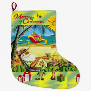 Weihnachten Strumpf, Sommer Strand Santa Großer Weihnachtsstrumpf
