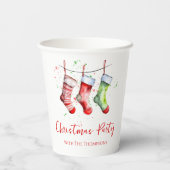 Weihnachten Strumpf Wasserfarbe Pappbecher (Rückseite)