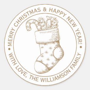 Weihnachten Strumpf Weihnachten Weihnachten Wünsch Runder Aufkleber