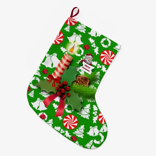 Weihnachten Strumpf, Weihnachtskerze Großer Weihnachtsstrumpf (Vorderansicht (hängend))