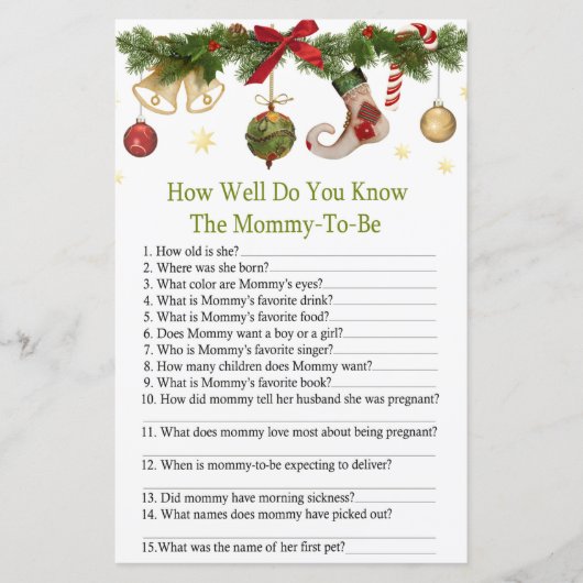 Weihnachten Strumpf wie gut kennen Sie Babyshow? (Vorderseite)