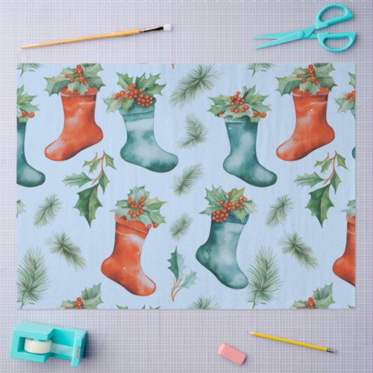 Weihnachten Strümpfe Grünen Grün Weihnachten Grün Seidenpapier (Basteln)