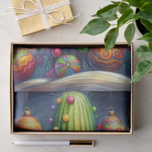 Weihnachten Südwest Saguaro Cactus Decoupage Seidenpapier (Geschenk)