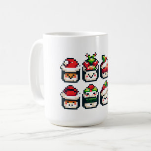 Weihnachten Sushi Faces - Niedlicher Pixel Art Hol Kaffeetasse