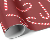 Weihnachten süß Candy Cane Dark Red Seamless Geschenkpapier (Rolleneckpunkt)