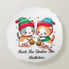 Weihnachten Süß Triff mich unter dem Mistelzeh Rundes Kissen