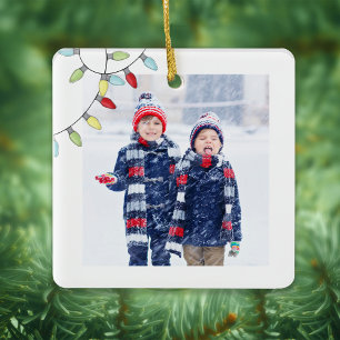 Weihnachten Süße Foto Farbige Feiertags-Lichterket Keramikornament