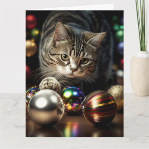 WEIHNACHTEN SÜSSE GETIGERTE KATZE Grußkarte Karte
