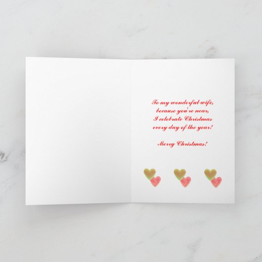Weihnachten süße Herzen für Ehefrau (Innenseite)