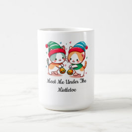 Weihnachten Süße Katze Triff mich unter dem Mistel Kaffeetasse