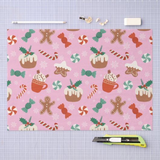 Weihnachten Süße Leckereien Muster Seidenpapier (Handwerk)