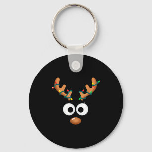 Weihnachten Süße Rentier Gesicht Geweihe Eingewick Schlüsselanhänger