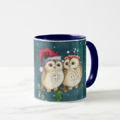 Weihnachten süße weise Eule Wildtier Santas Hut Mü Tasse (VorderseiteRechts)