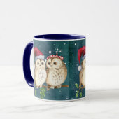 Weihnachten süße weise Eule Wildtier Santas Hut Mü Tasse (Vorderseite Links)