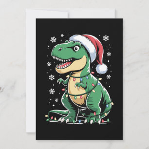 Weihnachten T Rex Dinosaurier Weihnachtsmann Hut L Einladung