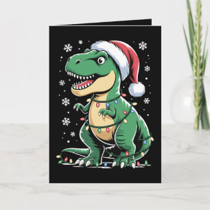 Weihnachten T Rex Dinosaurier Weihnachtsmann Hut L Karte