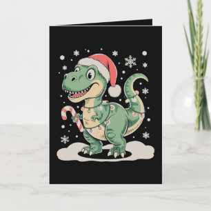 Weihnachten T Rex Dinosaurier Xmas Santa Hut Urlau Karte