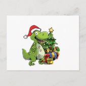 Weihnachten T Rex, Xmas Dinosaurier Postkarte (Vorderseite)