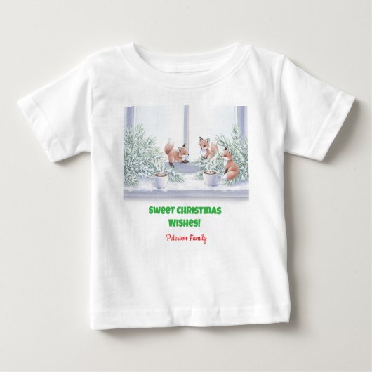 Weihnachten T - Shirt - Gemütliche Winterfoxszene (Vorderseite)