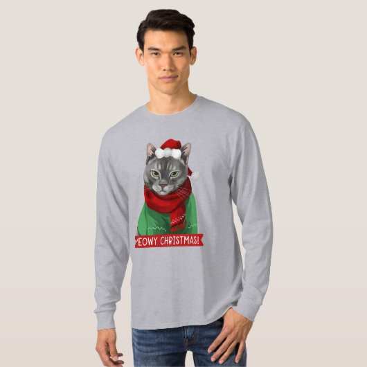 Weihnachten T - Shirt, Maybelle the Gray Tabby T-Shirt (Vorne ganz)