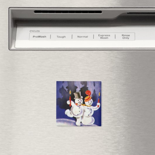 Weihnachten Tanzen Snowmen mit Kerzen Magnet (In Situ (Geschirrspüler))
