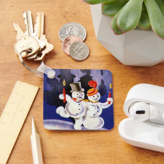 Weihnachten Tanzen Snowmen mit Kerzen Schlüsselanhänger (Schreibtisch)