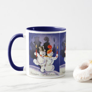 Weihnachten Tanzen Snowmen mit Kerzen Tasse