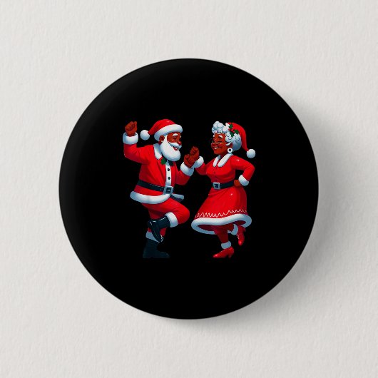 Weihnachten Tanzender Schwarzer Afroamerikanischer Button (Vorderseite)