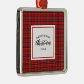 Weihnachten Tartan Kariert Baby's First Christmas Ornament Aus Metall (Rechts)