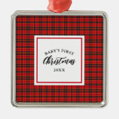 Weihnachten Tartan Kariert Baby's First Christmas Ornament Aus Metall (Vorne)