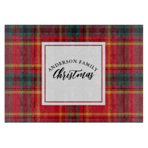 Weihnachten Tartan Kariert Familienname Schneidebrett