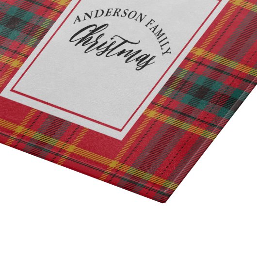 Weihnachten Tartan Kariert Familienname Schneidebrett (Ecke)