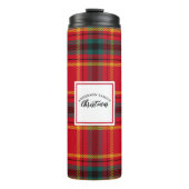 Weihnachten Tartan Kariert Familienname Thermosbecher (Vorderseite)