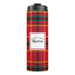 Weihnachten Tartan Kariert Familienname Thermosbecher