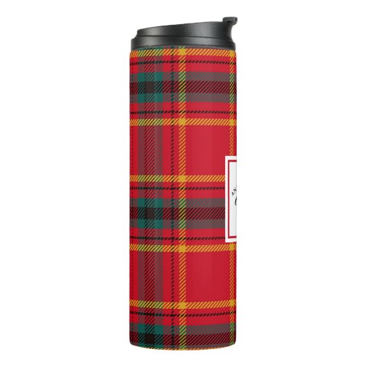 Weihnachten Tartan Kariert Familienname Thermosbecher (Nach links gedreht)