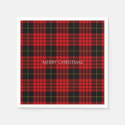 Weihnachten Tartan Kariert Frohe Weihnachten Serviette (Vorderseite)