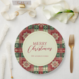 Weihnachten Tartan Kariert Snowflake Rustikal Pappteller
