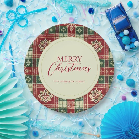 Weihnachten Tartan Kariert Snowflake Rustikal Pappteller (Party)
