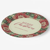 Weihnachten Tartan Kariert Snowflake Rustikal Pappteller (Schrägansicht)