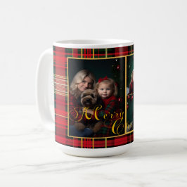 Weihnachten Tartan Kariertes Foto Kaffeetasse
