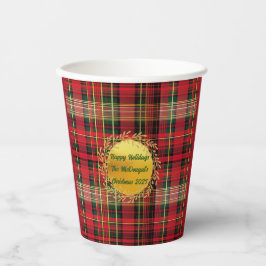 Weihnachten Tartan Kariertes Foto Pappbecher