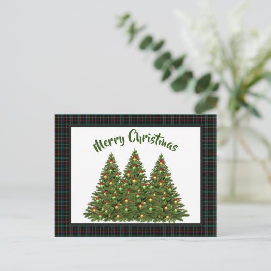Weihnachten Tartan mit Urlaubskarte Postkarte (Stehend Vorderseite)